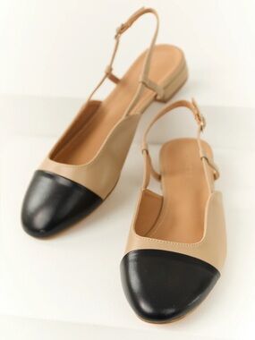 a new day Beige and Black Slingback Flats
